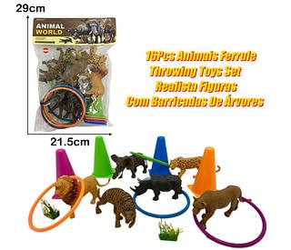 Kit Animais Selvagens Brinquedo Educativo Infantil com Argolas Coloridas