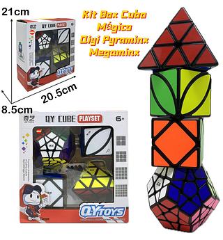 Kit Box Cubo Mágico Qiyi Pyraminx Megaminx Skewb Maple