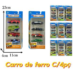 KIT 4 Carrinho Ferro Hot Cars Miniaturas Esportivo Coleção Carros Colecionavel Divertido