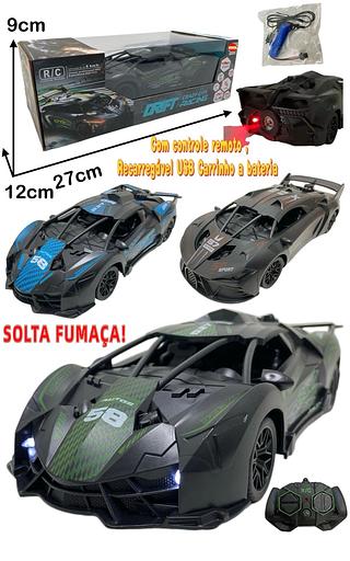 Carrinho Esportivo Drift Recarregável De Carro Controle Remoto Solta Fumaça