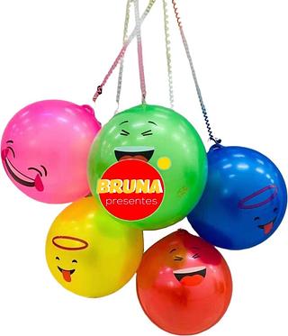 Bola Chaveiro Emoji Borracha Poing Poing com Cordao Mola 23cm Brinquedo Super Divertido,Cor Aleatória!!