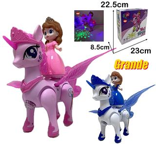Boneca Princesa com Unicórnio que Anda, Luzes LED e Sons