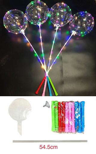 10 Balao 24 pol Para Festa Led Bexiga Transparente + Vareta