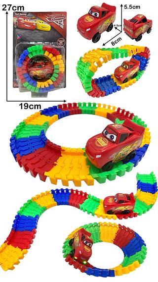 Carrinho Pista Trilha Maluca Relâmpago McQueen Flexivel 56 Peças Cor Colorido