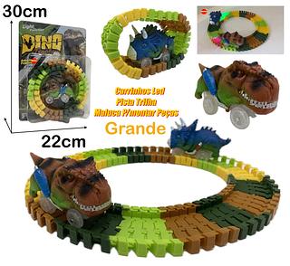 kit carro Pista de montagem de pista de dinossauro com anéis e acessórios de luz peças brinquedos
