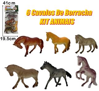 Kit 6 Cavalo De Borracha Brinquedo Animal Haras Raças