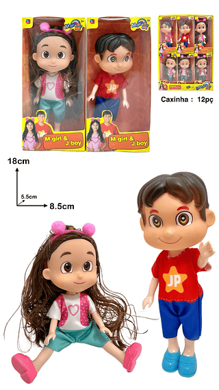 Maria Clara e JP Boneco Articulado - 18Cm - - JP Youtuber( caxiha com 12pç)