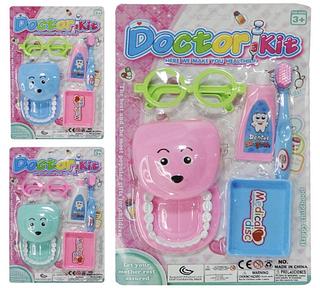 Kit Doctor Dentista c/Boca + Escova e Acessórios Brinquedo Infantil Colorido.