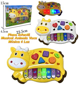 PIANO INFANTIL MUSICAL ANIMAIS VACA MUSICA E LUZ