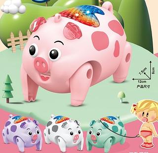 Porco Brinquedo Luminoso De Porco Com Guia Elétrico Trela Som Luz e Musical Anda