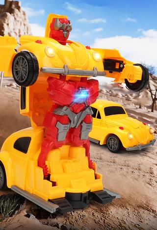 Brinquedo Carrinho Transformers Vira Robô fusca Escolar Bate Volta Som E Luz