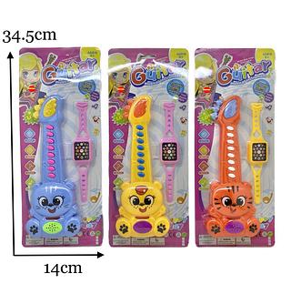 Brinquedo guitarra + relogio infantil piano e musical para o seu bebê