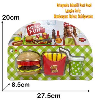 Brinquedo Infantil Comida Lanche Hamburguer Batatas Fritas coca