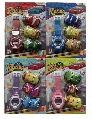 Brinquedo Kit com relógio e 3 carrinhos