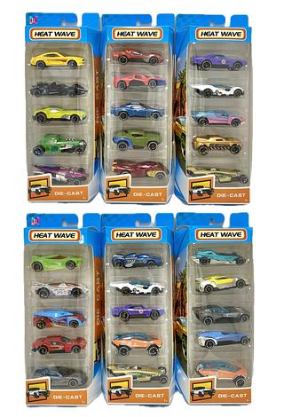 KIT 5 Carrinho Ferro Hot Cars Miniaturas Esportivo Coleção Carros Colecionavel Divertido