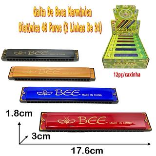 🗃️(caxinha com 12pç)Gaita De Boca Harmonica Diatonica 48 Furos (2 Linhas DE 24)