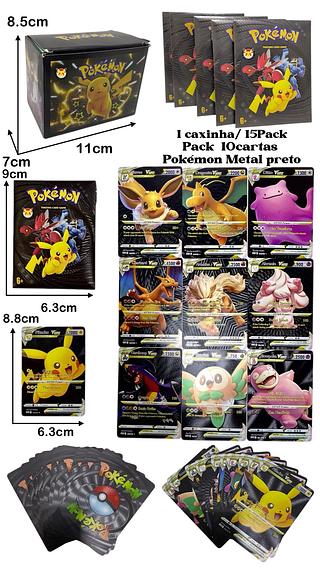 O último modelo em 2025 Carta Pokemon com 10 Cards Preto Metalizado