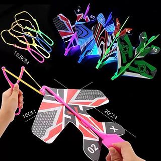 Avião estilingue luminoso, avião catapulta piscante, avião elástico