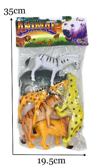 Brinquedo Coleção 6 Miniaturas Animais Selvagens Safári Em Borracha