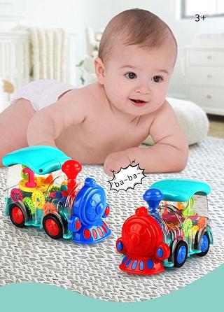 Brinquedo Trenzinho Transparente Anda Com Son E Luz Educativo Didático Criança Infantil Trem Grande Bebe Plástico