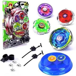 Kit 4 Beyblade Metal Led + Lançador + Arena 2acende