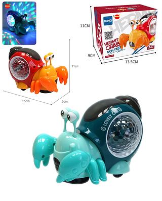 Brinquedo Educacional Em Forma De Caranguejo Caramujos Rastejante Colorido Com Música Roda Universal Leve