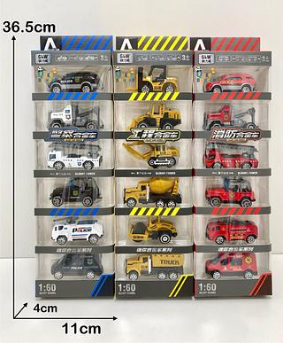 Carro de ferro Kit Carrinhos Miniaturas Polícia Bombeiros Construção Escala 1:60