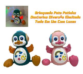 Pinguim rosa a pilha musical com som e luz cordão brinquedo interativo infantil
