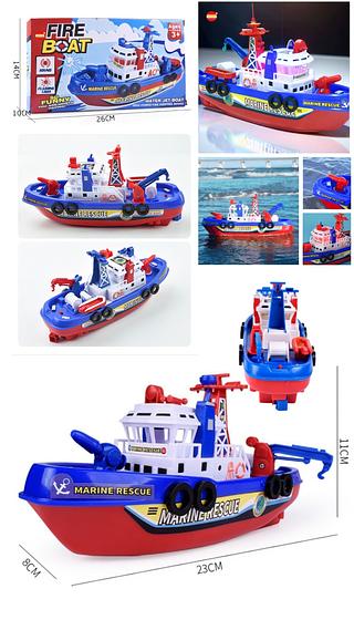 Brinquedo Navio Barco Lança Jato de Água com Luz Som Movimento Lancha Náutica Resgate Criança Presente Brincar na Água