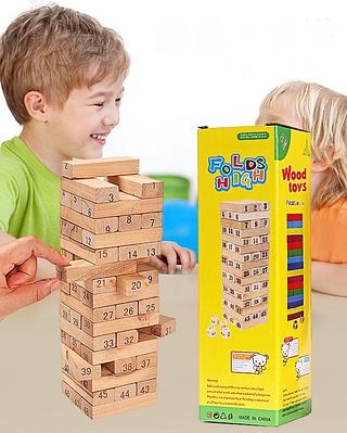 Caiu Perdeu Pais & Filhos de Madeira Jogo da Torre de Madeira Desenvolve Coordenação Motora