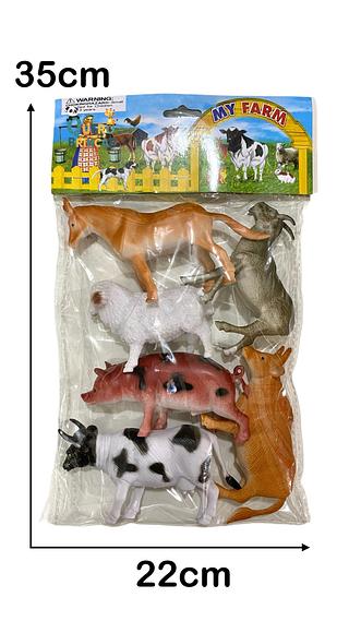 KIT 6 PCS Animal De Borracha Fazenda Vaca Porco Fazendinha Brinquedo