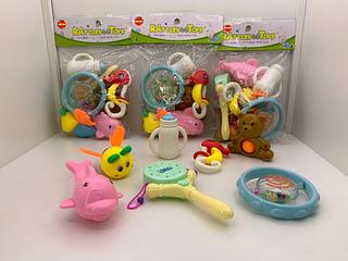 Kit 7 Pçs Chocalhos Para Bebê Texturas Sentidos Brinquedos Atóxico Infantil Atividades