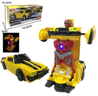 Brinquedo Carrinho Transformers Vira Robô Com Luzes E Som Camaro Amarelo